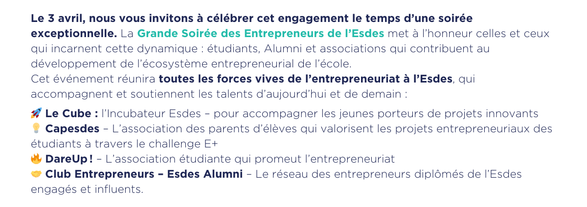 LA GRANDE SOIRÉE DES ENTREPRENEURS DE L’ESDES